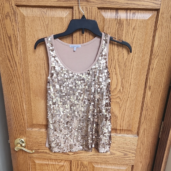 Charlotte Russe Gold Sequin Tank Top - Picture 1 of 3
